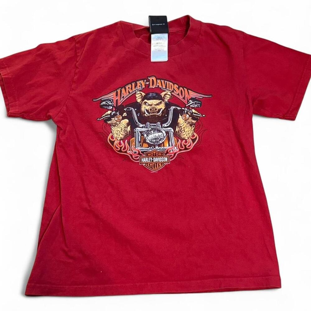 Harley davidson red graphic baby tee